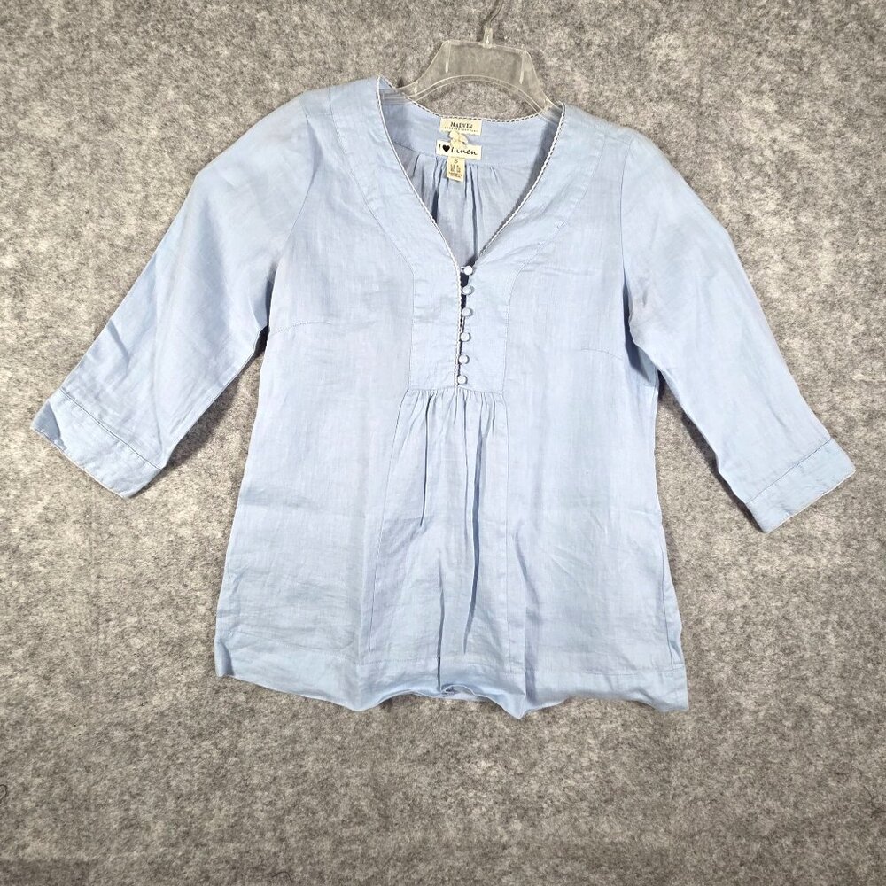 Malvin I Love Linen Hamburg Germany Long Sleeve top Blue size small